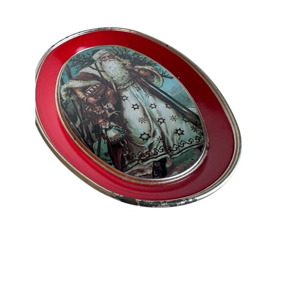 Vintage Christmas Tin Tray Victorian Old World Santa - Picture 4 of 11